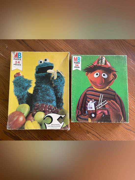 Milton Bradley Other - 2 Vintage 1977 Sesame Street Muppets puzzles 24 pc 4670-5 4670-6 Cookie & Ernie